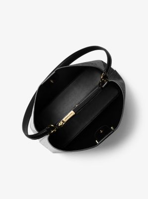 Pratt Medium Two-Tone Signature Logo Shoulder Bag in NEGRO COMBINADO | Michael Kors