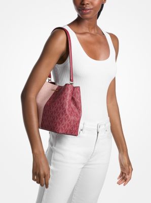 Pratt Medium Two-Tone Signature Logo Shoulder Bag in CHERRY MULTI | Michael Kors