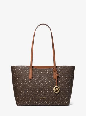 Arden Large Printed Signature Logo Top-Zip Tote Bag