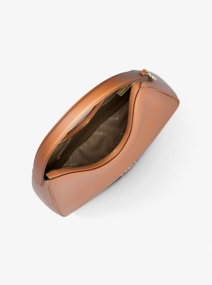 Thumbnail - MK Schultertasche Nayla Medium Aus Gekrispeltem Leder - Braun - Michael Kors