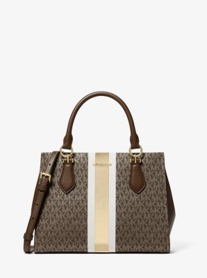 Marilyn Medium Signature Logo Stripe Satchel