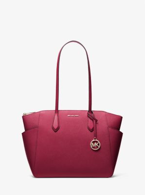 Michael Kors Marilyn Medium Saffiano Leather Tote Bag In Red