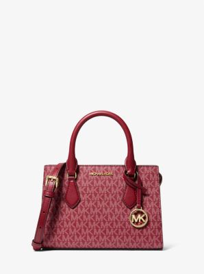 Michael Kors Sheila Small Signature Logo Satchel In Red