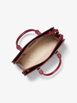 Sheila Medium Two-Tone Metallic Signature Logo Satchel