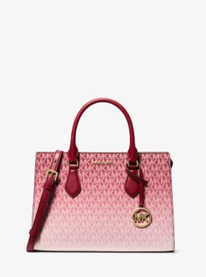 Michael Kors Sheila Medium Ombré Signature Logo Satchel In Red