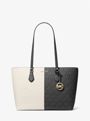 Michael Kors Sheila Large Two-tone Signature Logo Tote Bag In Black