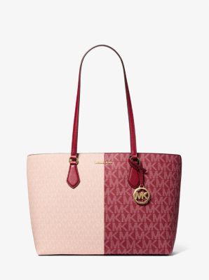 Michael Kors Sheila Large Two-tone Signature Logo Tote Bag In Red