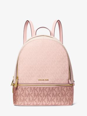 Rhea Medium Metallic Signature Logo Backpack
