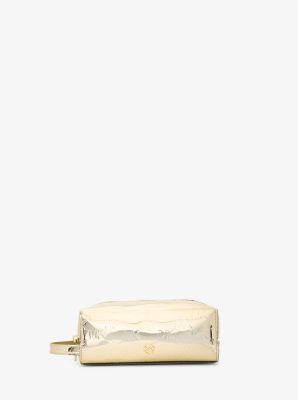 Michael Kors Jet Set Medium Metallic Logo Debossed Travel Kit In Neutral