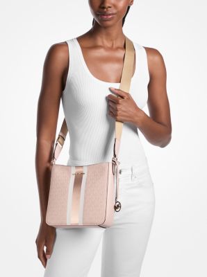 Jet Set Small Signature Logo Stripe Crossbody Bag in ROSÁCEO POLVORIENTO | Michael Kors
