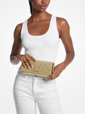 Jet Set Medium Metallic Leather Clutch