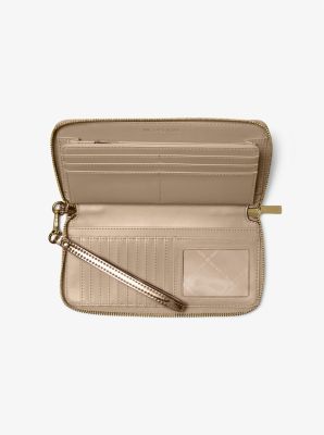 Jet Set Large Metallic Logo Debossed Continental Wallet