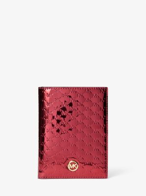 Jet Set Medium Metallic Logo Debossed Passport Wallet