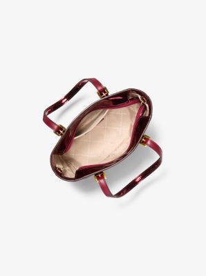Jet Set Extra-Small Metallic Logo Debossed Convertible Tote Bag