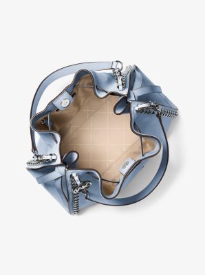 Mina Large Suede Chain Shoulder Bag in PALE OCEAN | Michael Kors [US]