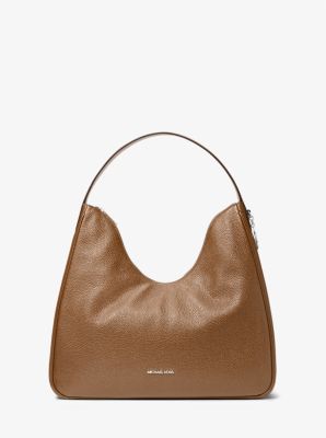 Michael Kors Nayla Medium Pebbled Leather Hobo Shoulder Bag In Brown
