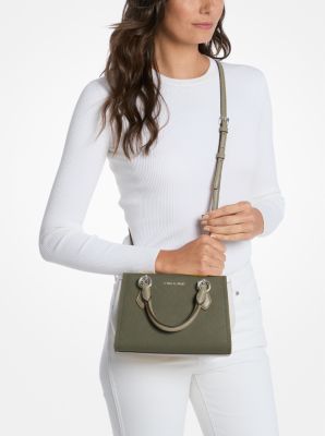 Marilyn Small Color-Block Saffiano Leather Messenger Bag