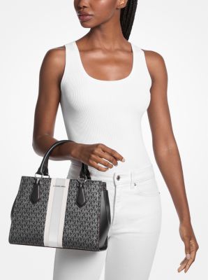 Marilyn Medium Signature Logo Stripe Satchel
