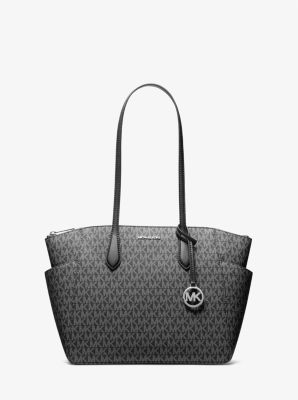 Michael Kors Marilyn Medium Signature Logo Tote Bag In Black