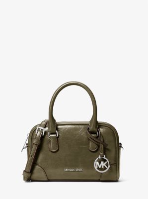 Michael Kors Thompson Extra-small Distressed Convertible Satchel In Green