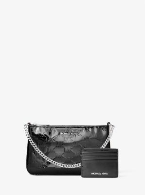 Jet Set Patent Logo Debossed Pochette and Card Case Gift Set