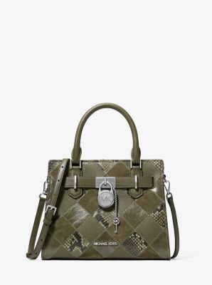 Michael Kors Hamilton Small Patchwork Satchel In Green