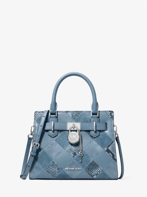 Michael Kors Hamilton Small Patchwork Satchel In Blue
