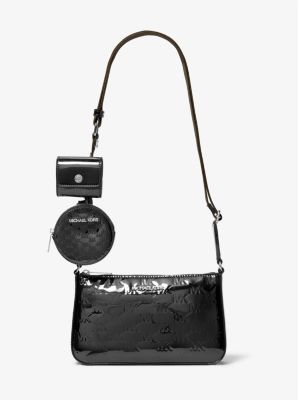 Jet Set Small Patent Logo Debossed Crossbody Bag with Case for Apple Airpods Pro®