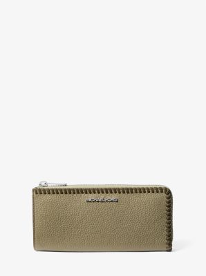 Jet Set Large Pebbled Leather Quarter-Zip Wallet