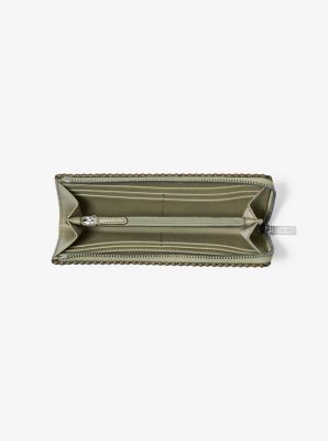 Jet Set Large Pebbled Leather Quarter-Zip Wallet