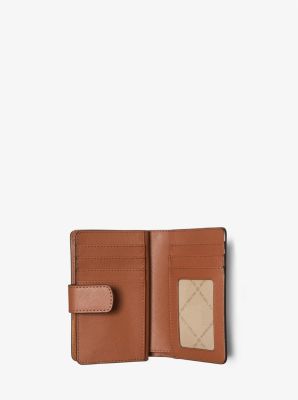 Michael Kors Outlet Medium Crossgrain Leather Wallet In Brown