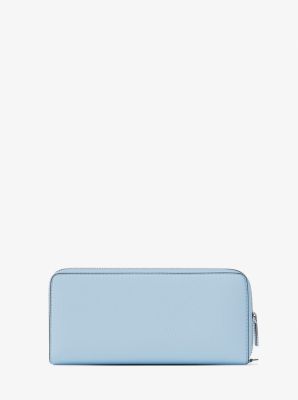 Large Pebbled Leather Continental Wallet in PALE OCEAN | Michael Kors