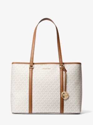 Charlotte Large Logo and Leather Top-Zip Tote Bag | Michael Kors