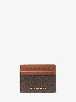 即発 Michael Kors★Jet Set Travel Card Holder Jet Set Travel Large Logo and Leather Card Case | Michael