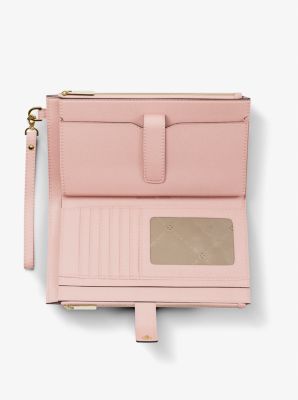 Jet Set Large Leather Smartphone Wristlet Wallet in POWDER BLUSH | Michael Kors