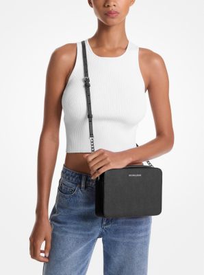 Michael kors jet set crossbody black shop leather