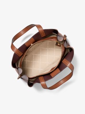 Emilia Large Pebbled Leather Satchel in LUGGAGE | Michael Kors