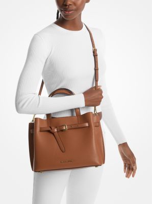 Emilia Large Pebbled Leather Satchel in LUGGAGE | Michael Kors
