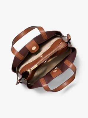 Emilia Large Pebbled Leather Satchel in LUGGAGE | Michael Kors