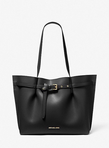 Emilia Large Pebbled Leather Tote Bag - BLACK - 35H0GU5T9T