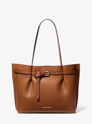 MK Emilia Large Pebbled Leather Tote Bag - Brown - Michael Kors Michael Kors Outlet