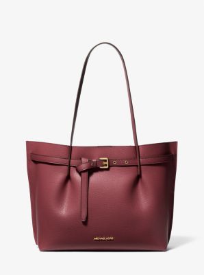 MK Emilia Large Pebbled Leather Tote Bag - Red - Michael Kors Michael Kors Outlet