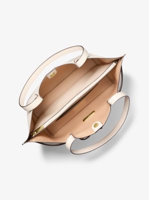 Emilia Large Pebbled Leather Tote Bag in LT CREAM | Michael Kors