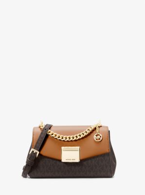 Michael Kors Ladies Greenwich Small Two-Tone Logo And Saffiano Leather  Crossbody Bag 