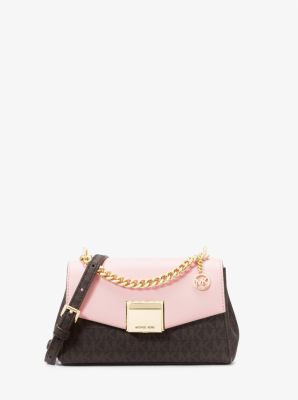 Lita Small Two-Tone Logo and Leather Crossbody Bag | Michael Kors