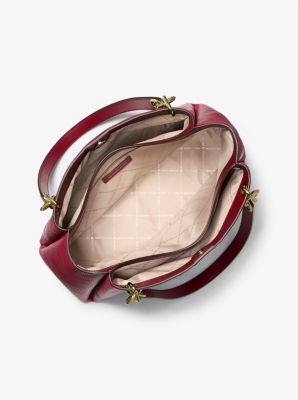 Grand sac à épaule Trisha en cuir grainé in CERISE | Michael Kors