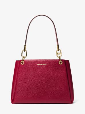 Michael Kors Trisha Large Pebbled Leather Shoulder Bag In Red