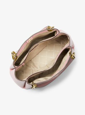 Michael Kors Women's Trisha Large Shoulder Bag Tote Purse Handbag With  Matching Trifold Wallet (Dark Powder Blush): Handbags