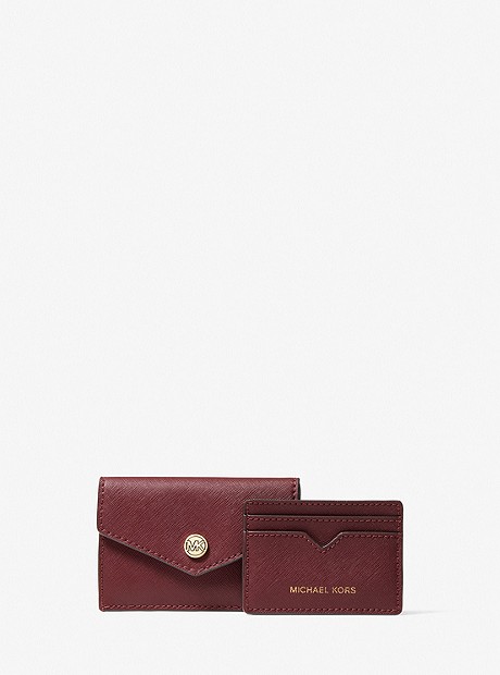 Small Saffiano Leather 3-in-1 Card Case - MERLOT - 35H1GGFD1L