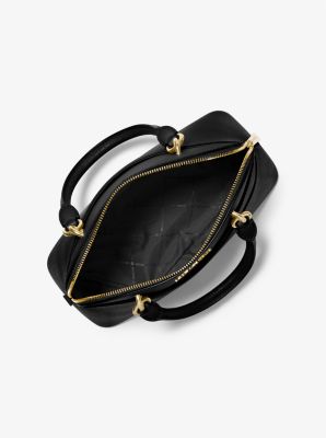 Michael Kors Jet Set Travel Medium Dome Crossbody Bag Black Saffiano Leather